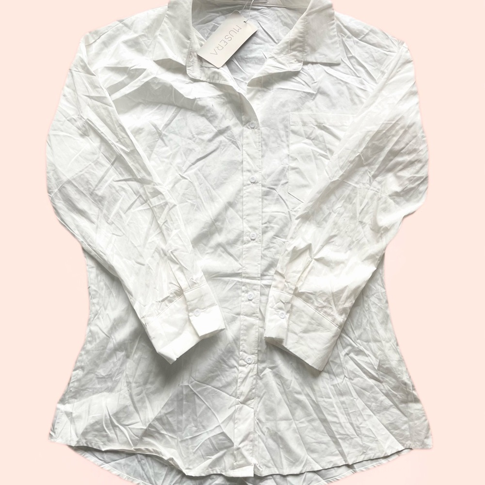 Musera White Button Down Shirt Size XL NWT 100% Cotton
